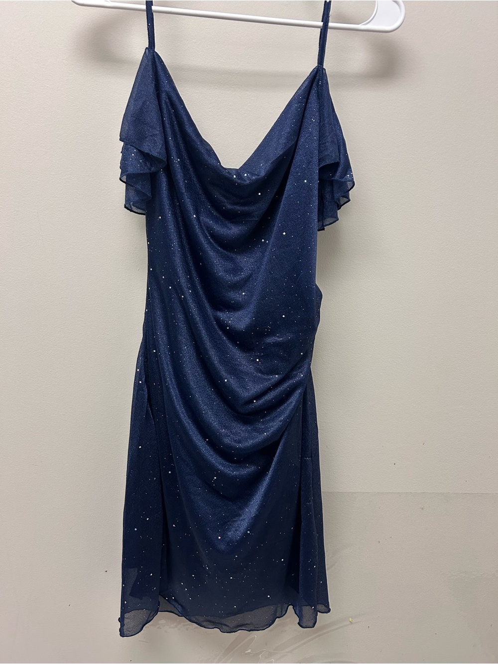 Cider Navy Sparkle Cowl Midi Dress